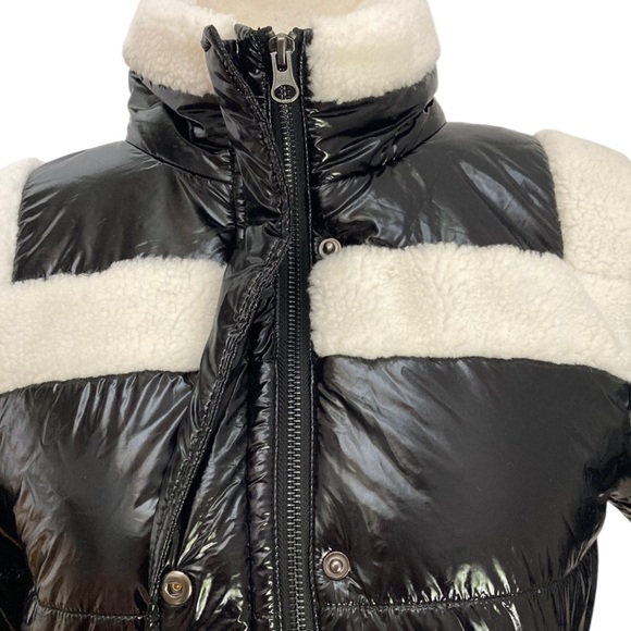 J. Society Sherpa Trim Bomber Jacket NWT Quilted Puffer Black Cream - Picture 7 of 13